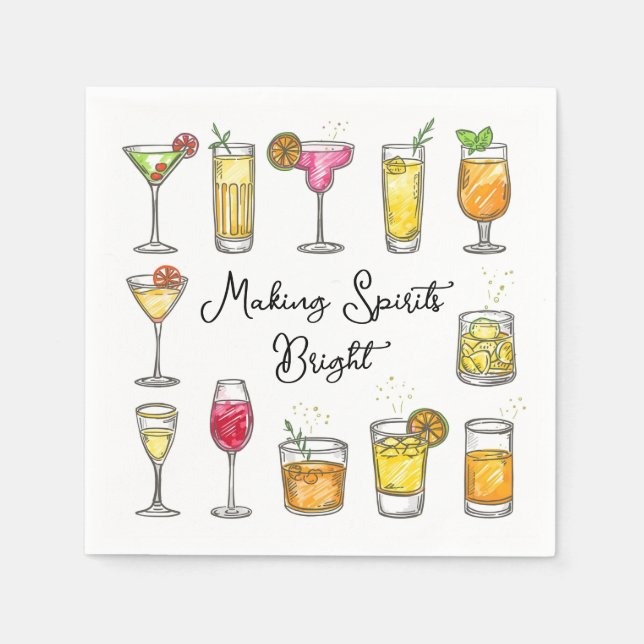 Serviette En Papier Cocktail de Noël pour Éclairer les Esprits (Devant)
