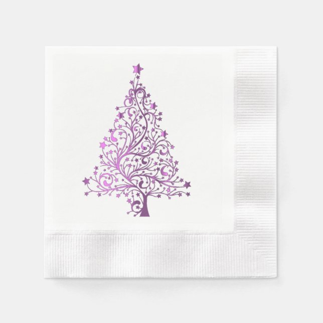 Serviette En Papier Cocktail de Noël rose Soirée élégante (Devant)