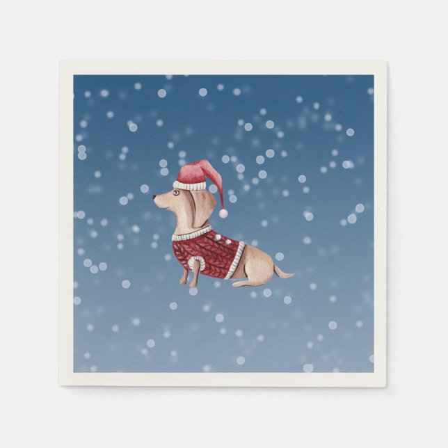 Serviette En Papier Cocktail de Noël serviettes Dachshund Papier servi (Devant)