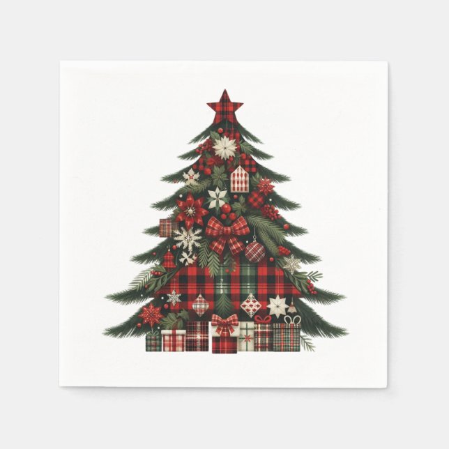 Serviette En Papier Cocktail de Noël Tinsel Tree | Festive (Devant)