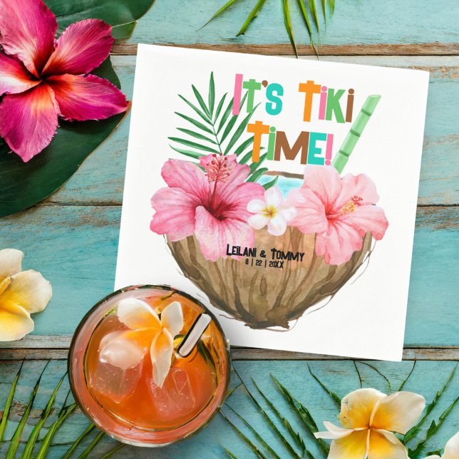 Serviette En Papier Cocktail de noix de coco Tropical Tiki Fête prénat (Créateur téléchargé)