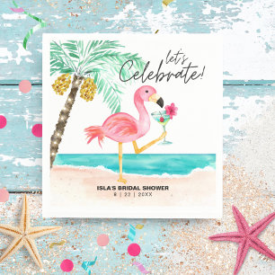 Serviette En Papier Cocktail de plage flamant rose pour enterrement de