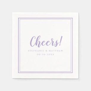 Serviette En Papier Cocktail de réception de mariage Lavande Cheers 