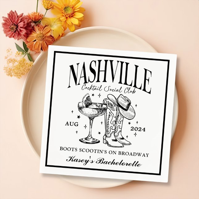Serviette En Papier Cocktail de rodéo Nashville Bachelorette (Créateur téléchargé)
