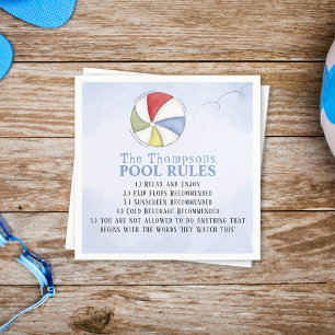 Serviette En Papier Cocktail d'été Cute Blue Typography Pool