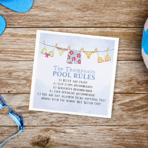 Serviette En Papier Cocktail d'été Cute Blue Typography Pool