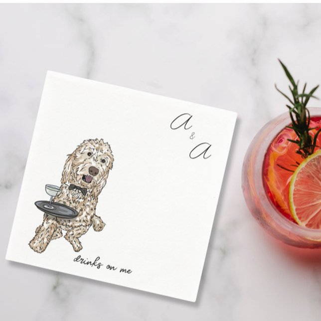 Serviette En Papier Cocktail Drôle Golden Doodle (Créateur téléchargé)