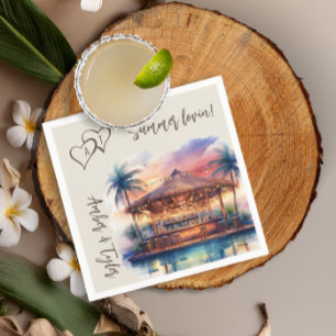 Serviette En Papier Cocktail du bar de la piscine pour mariage à Sunse