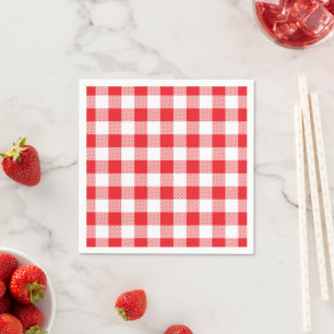 Serviette En Papier Cocktail élégant rouge et blanc À damiers Standard