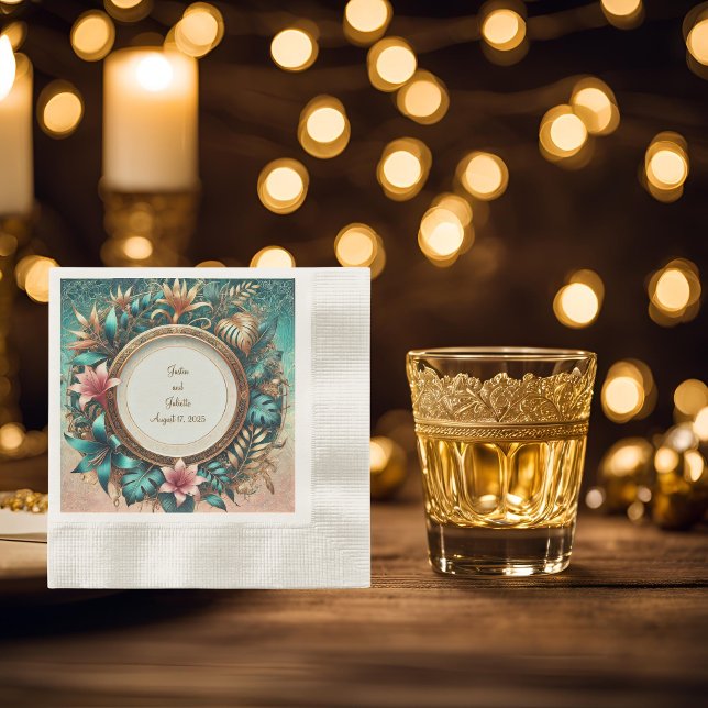 Serviette En Papier Cocktail en boîte d'élégance tropicale (Créateur téléchargé)