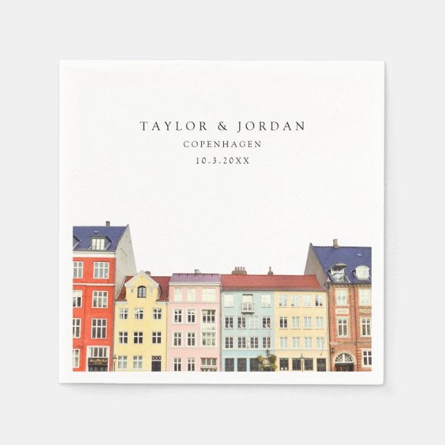 Serviette En Papier Cocktail en papier personnalisé Mariage Copenhague (Devant)