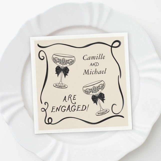 Serviette En Papier Cocktail Engagement Party Napkins (Engagement Party Paper napkins)