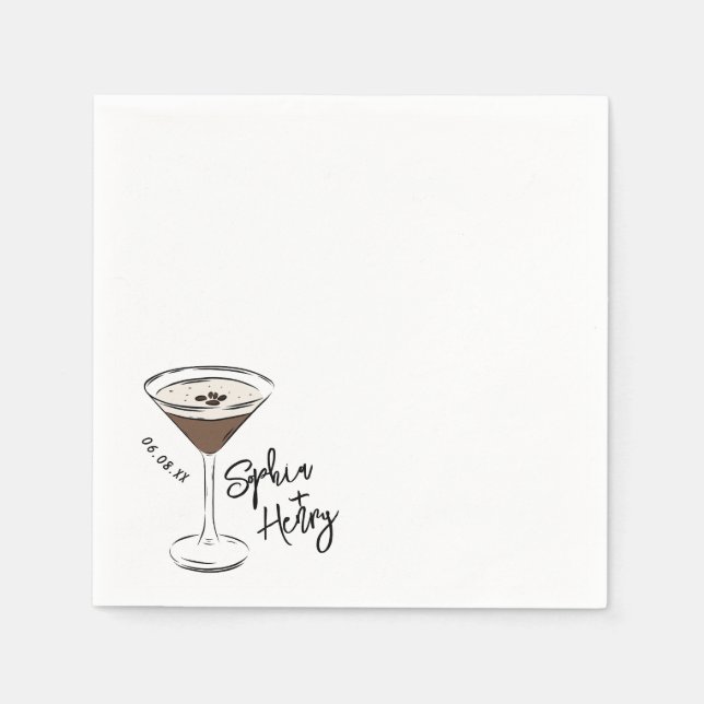 Serviette En Papier Cocktail Espresso Martini à la main (Devant)