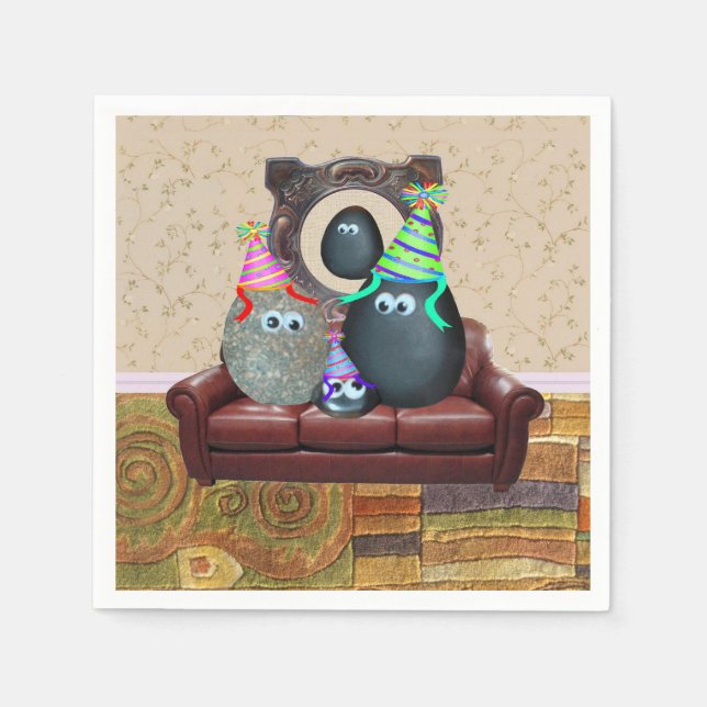 Serviette En Papier Cocktail familial Pet Rock Napkin (Devant)