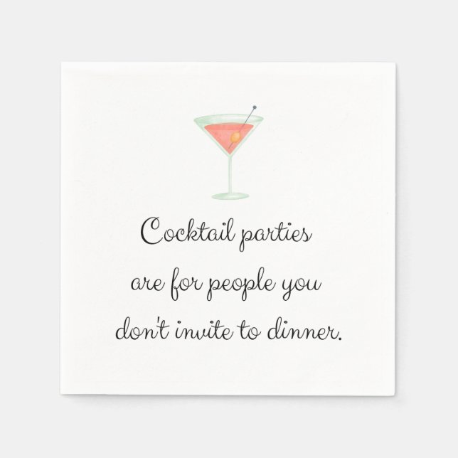 Serviette En Papier Cocktail fête drôle napkin blanc martini (Devant)