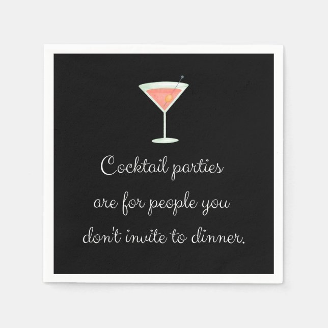 Serviette En Papier Cocktail fête drôle napkin martini noir (Devant)
