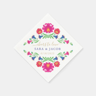 Serviette En Papier Cocktail Floral Mexicain Multicolore Napkin