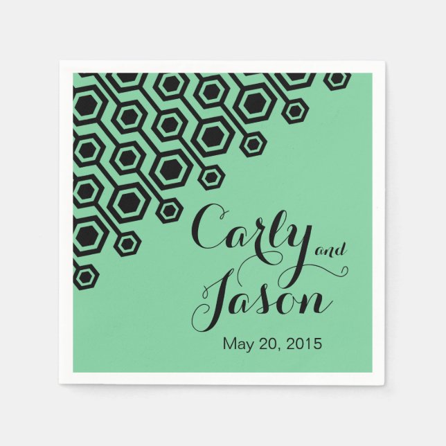 Serviette En Papier Cocktail géométrique diagonal | menthe (Devant)