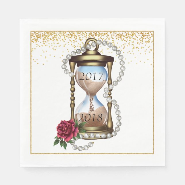 Serviette En Papier Cocktail Gold New Years Eve Napkins (Devant)