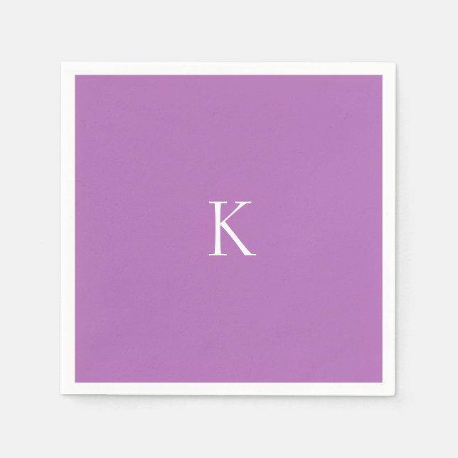 Serviette En Papier Cocktail initial personnalisé Lavender (Devant)