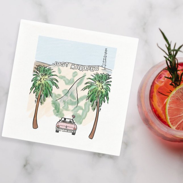 Serviette En Papier Cocktail Los Angeles Just Married (Créateur téléchargé)
