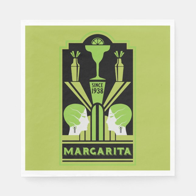 Serviette En Papier Cocktail Margarita Art Déco (Devant)