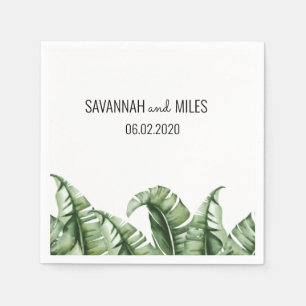 Serviette En Papier Cocktail Mariage à la feuille de banane du milieu