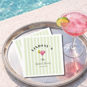 Serviette En Papier Cocktail Mariage à rayures vertes
