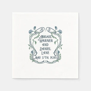 Serviette En Papier Cocktail Mariage Art Nouveau Blue-Green