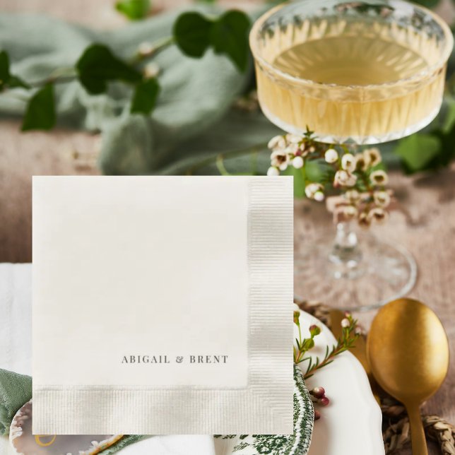 Serviette En Papier Cocktail Mariage Coin Personnalisé À La Crème (Créateur téléchargé)