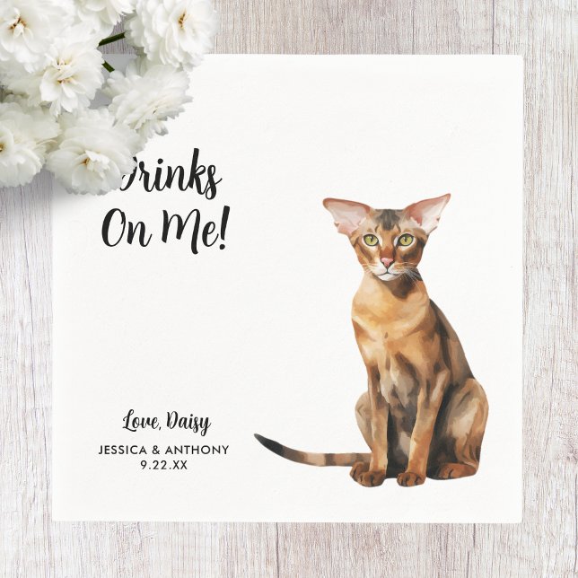 Serviette En Papier Cocktail Mariage de chat (Créateur téléchargé)