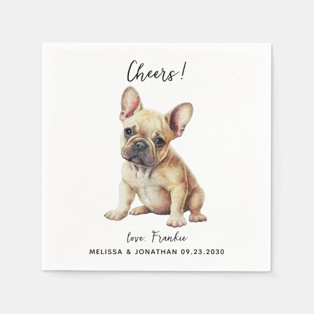 Serviette En Papier Cocktail Mariage de chien (Devant)