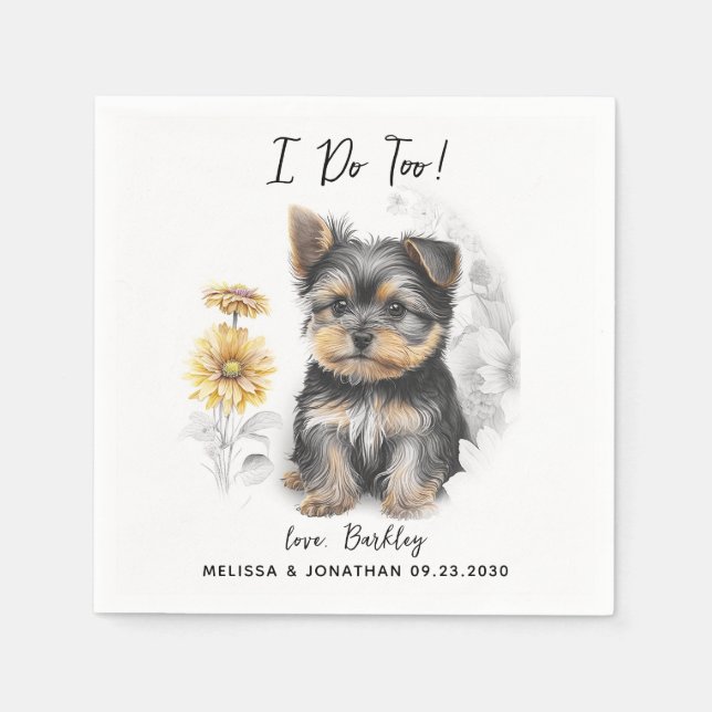 Serviette En Papier Cocktail Mariage de chien (Devant)