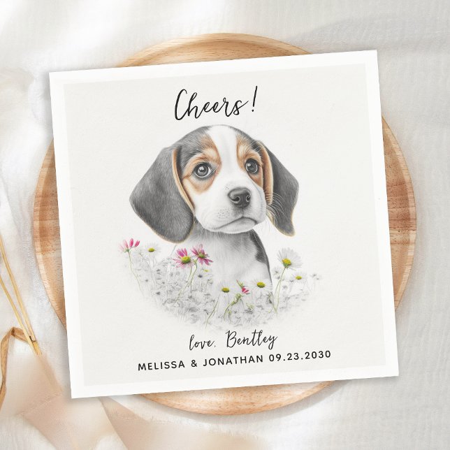 Serviette En Papier Cocktail Mariage de chien (Créateur téléchargé)