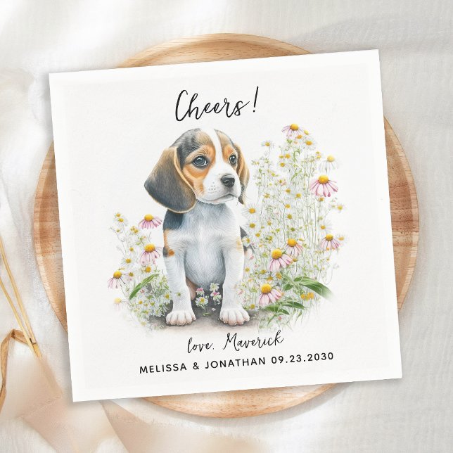 Serviette En Papier Cocktail Mariage de chien (Créateur téléchargé)