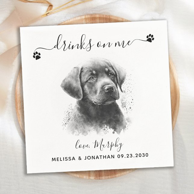 Serviette En Papier Cocktail Mariage de chien (Créateur téléchargé)