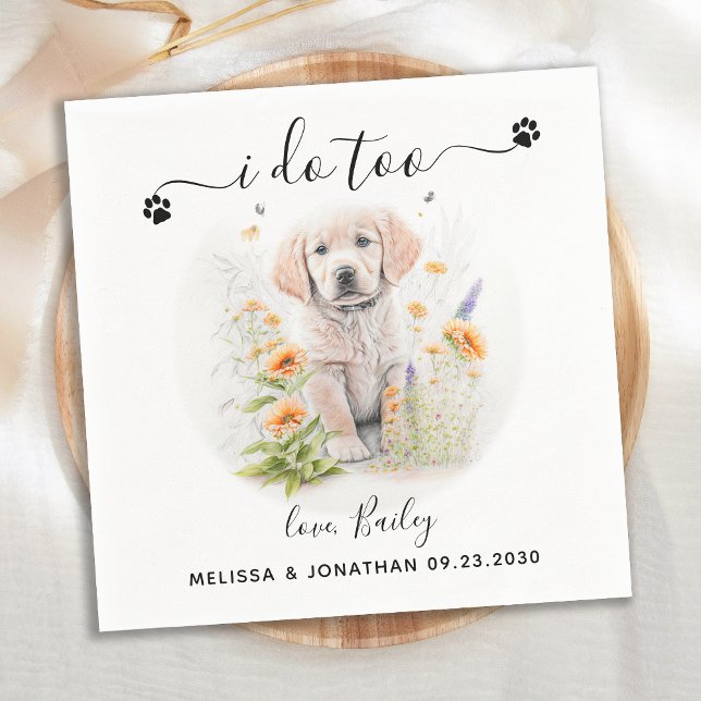 Serviette En Papier Cocktail Mariage de chien (Créateur téléchargé)