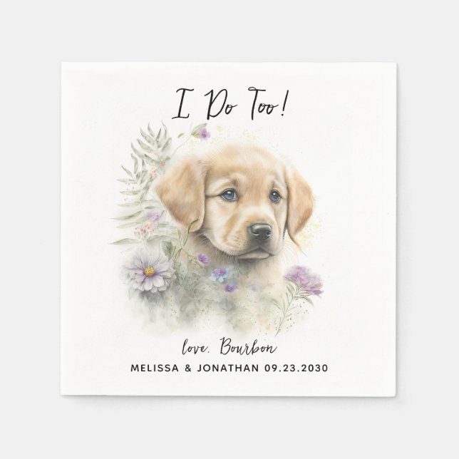 Serviette En Papier Cocktail Mariage de chien (Devant)