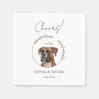 Serviette En Papier Cocktail Mariage de chien de boîte simple
