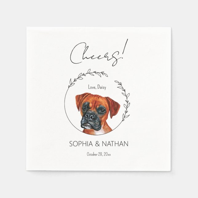Serviette En Papier Cocktail Mariage de chien de boîte simple (Devant)
