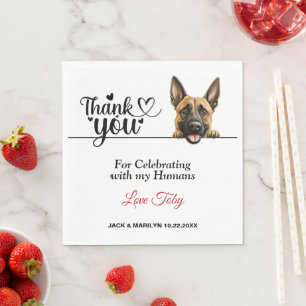 Serviette En Papier Cocktail Mariage de chien Malinois belge