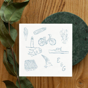 Serviette En Papier Cocktail mariage de la Nouvelle-Angleterre