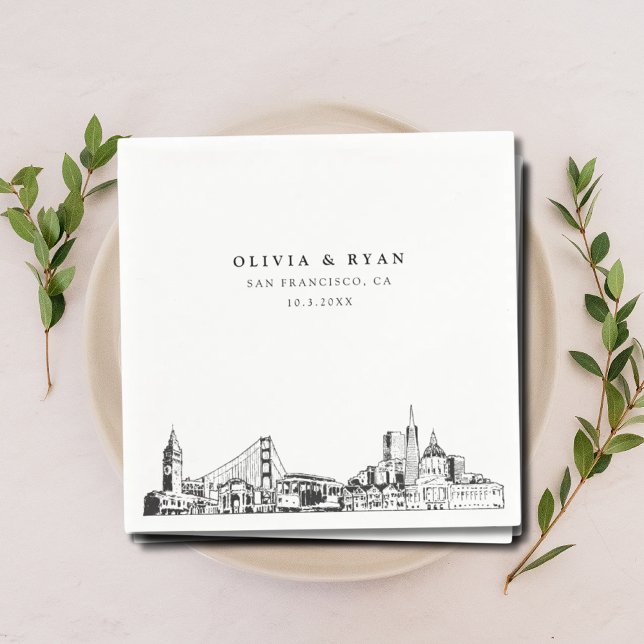 Serviette En Papier Cocktail Mariage de San Francisco Napkin (San Francisco wedding napkins )