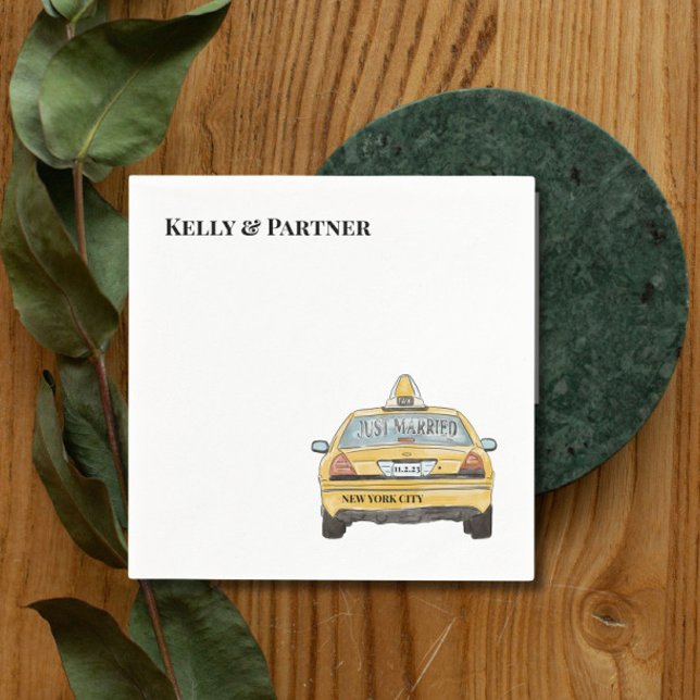 Serviette En Papier Cocktail Mariage de taxi NYC (Créateur téléchargé)