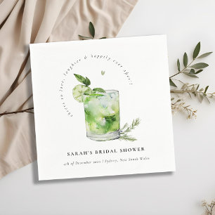 Serviette En Papier Cocktail Mariage Élégant Margaritas Vert