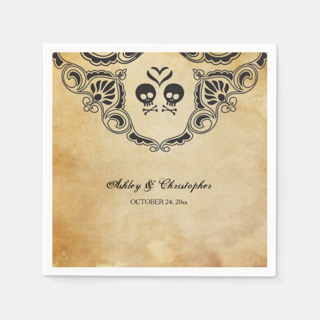 Serviette En Papier Cocktail Mariage Halloween Napkin - Gothique (Devant)