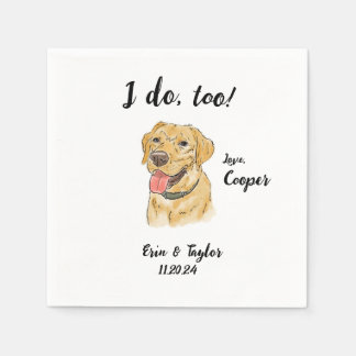 Serviette En Papier Cocktail Mariage Jaune Labrador Napkin