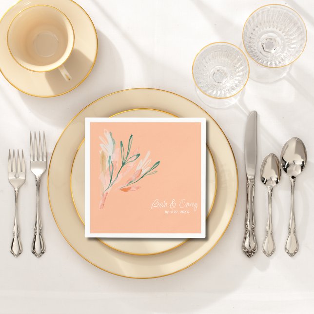 Serviette En Papier Cocktail Mariage Peach moderne (Créateur téléchargé)