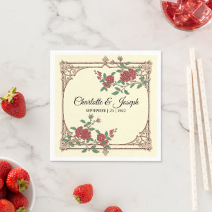 Serviette En Papier Cocktail Mariage romantique médiéval Napkin