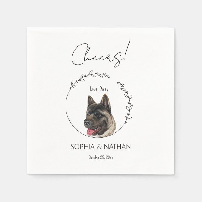 Serviette En Papier Cocktail Mariage simple Akita Dog (Devant)